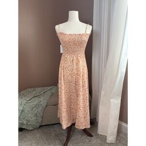 RESA Floral Smocked Midi Dress NWT Size Small Cottagecore Slip Dress